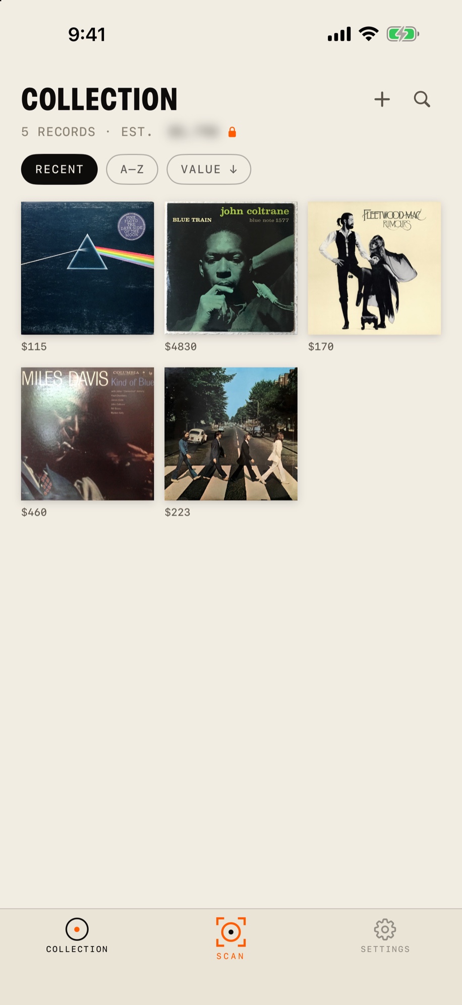 The collection grid